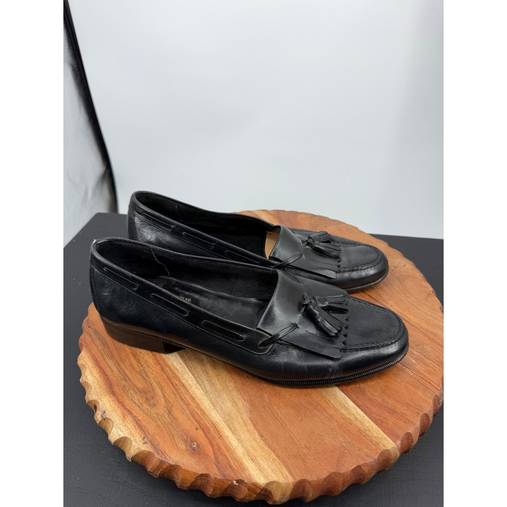 Salvatore Ferragamo Tassel Loafers Men 8.5 Black Leather Kiltie Dress Shoes